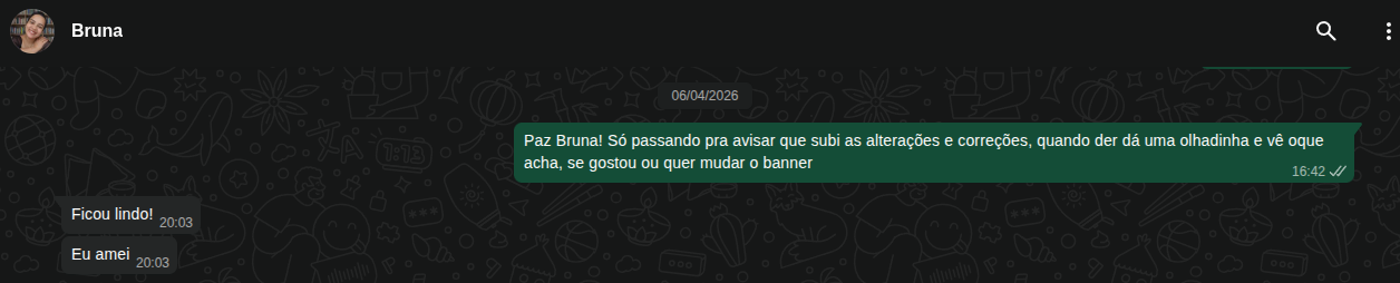 Elogio da Bruna Bessa no WhatsApp