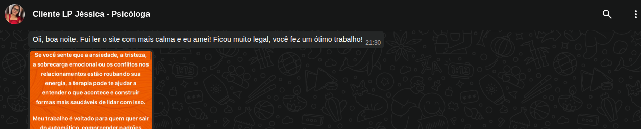 Elogio da Jéssica Lopes no WhatsApp
